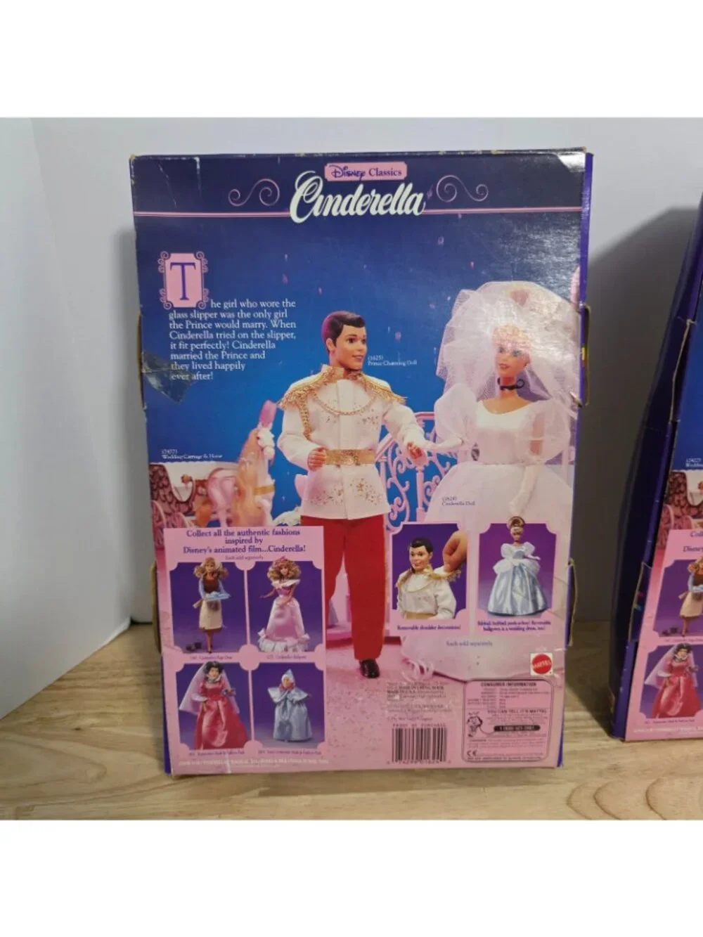 Vintage 1991 Disney Cinderella & Prince Charming Barbie Dolls Mattel Lot